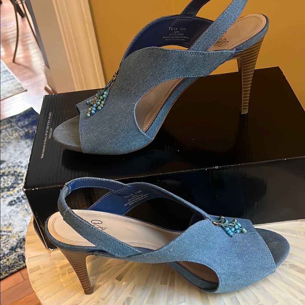 Impo Blue Denim Slingback Heels